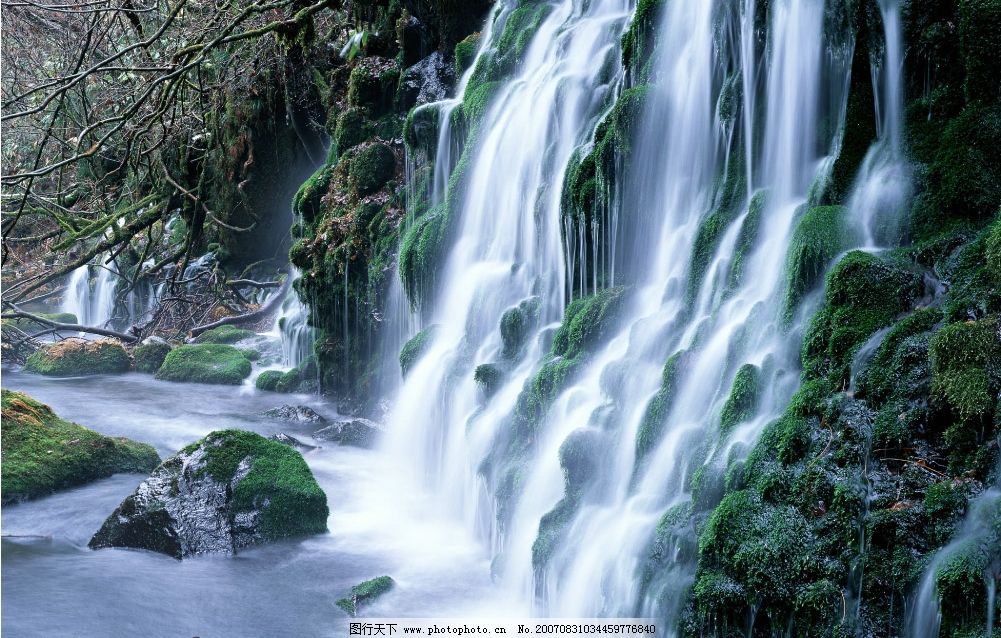 瀑布风景,瀑布,流水,瀑布图片,摄影图,自然景观,山水风景,瀑布流水,摄影图库,350DPI,JPG,